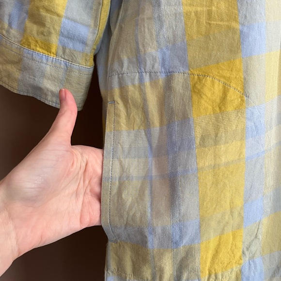 {Prana} Deryn Plaid Shirt Dress in Yellow & Blue Grey - Women's Small - Picture 5 of 14